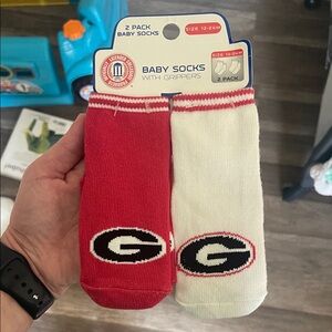GA bulldog UGA Dawgs 12-24 month 2 pack baby socks